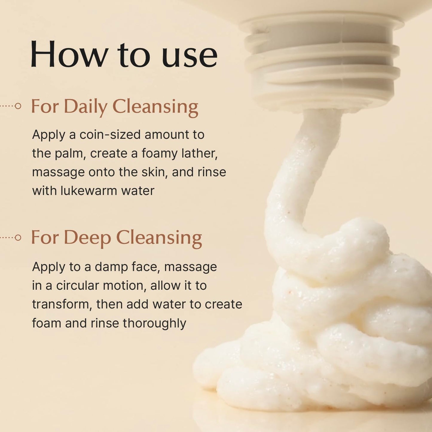 SU:M Secret Rice Nuruk Daily Exfoliating Cleanser (4.23 fl oz) - Korean Skincare Gentle Scrub Foam Cleanser with Rice Nuruk Extract, PHA, and Melting Ceramide for Hydration and Smooth Skin.