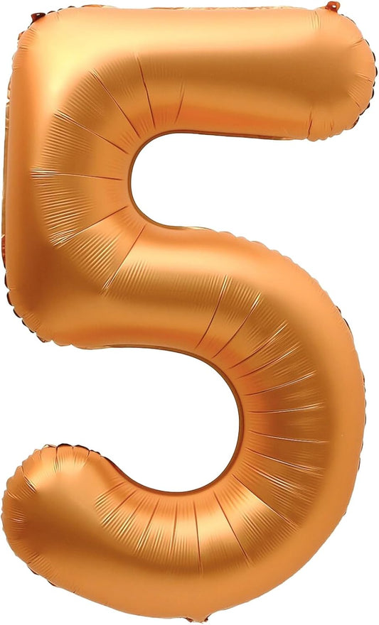 Number 5 Balloon - 40 Inch Orange Foil Balloon for Birthday, Graduation, Wedding & Baby Shower Decor