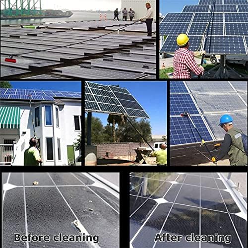 Glass Cleaning Brush Home Water Fed Telescopic Pole Kit Solar Panel Brush Rotating for Photovoltaic Panelï¼Extendable Window Cleaning Pole Kit with Steel Buckle Fixing and 20m Water Supply Ho