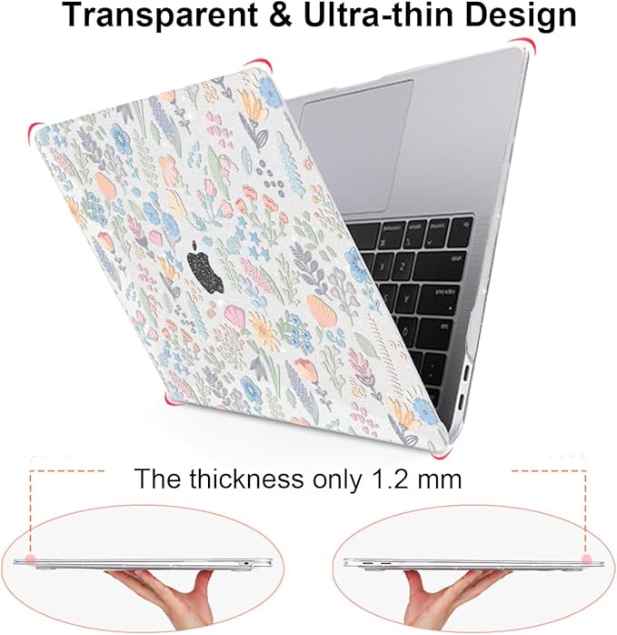 LCMOCICO for MacBook Pro 13 inch Case 2022 2021 2020-2016 Release M2 M1 Chip A2338 A2251 A2289 A2159 A1989 A1706, Shiny Pattern Plastic Hard Shell Case Keyboard Cover Screen Film, Starry Sky Flowers