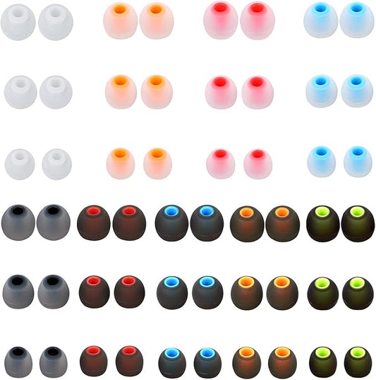 MMYQXI 54 PCS Silicone Replacement Earbud Tips Earbud Cap Eartips Fit for in-Ear Earbuds(Inner Hole 3.8mm -5.1mm) Headphones Earbud Rubber Tips S M L