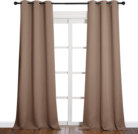 NICETOWN Light Reducing Grommet Curtains - Soft Triple Woven Drapes for Living Room | 2 Panels, W42 x L90, Cappuccino