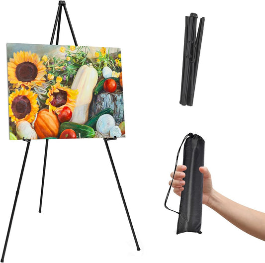 Skiennix Adjustable Metal Easel Stand - 63'' Portable Display for Wedding Signs & Art (Black)
