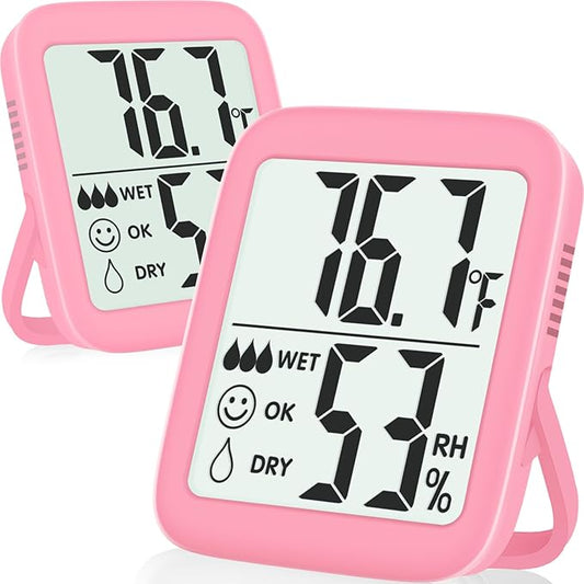 Antonki 2 Pack Room Thermometer for Home, Hygrometer Indoor Humidity Meter Gauge, Digital Temperature and Humidity Monitor Sensor for House, Terrarium, Incubator, Greenhouse - Battery Included