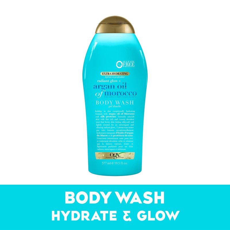OGX Radiant Glow Argan Oil Body Wash & Lotion Set | Extra Hydrating for Dry Skin