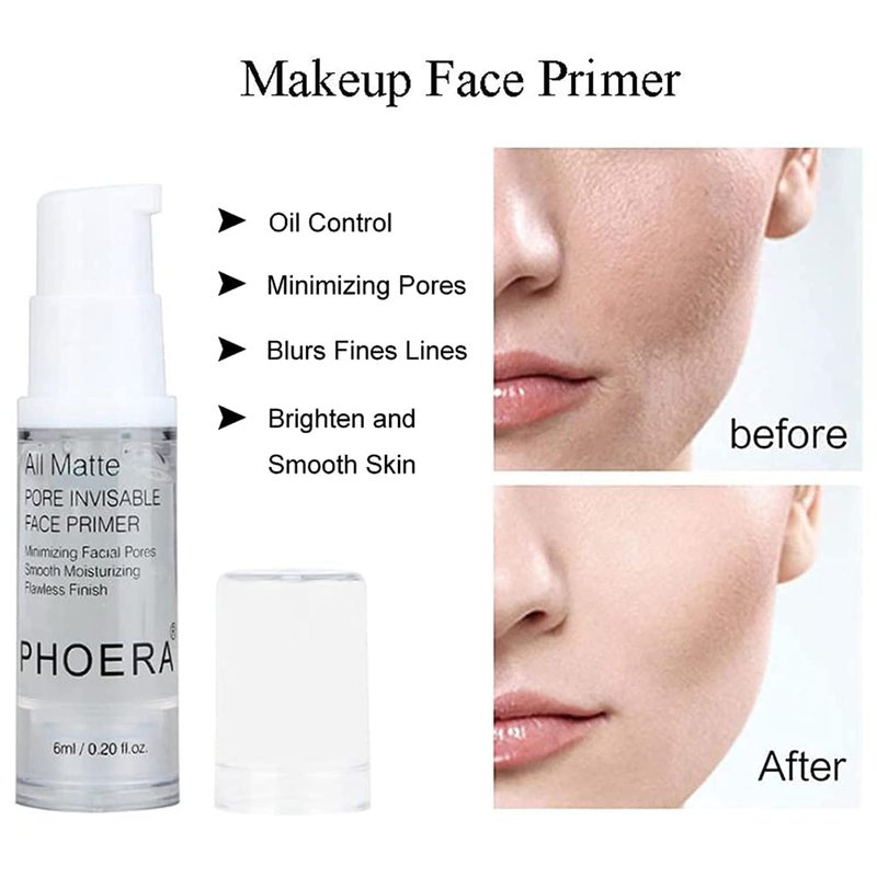 PHOERA Full Coverage Makeup Set - Mushroom Head Air Cushion CC Cream Natural Foundation, Concealer, Primer, Powder & Foundation Brushes (102 Nued +02 Natural CC)