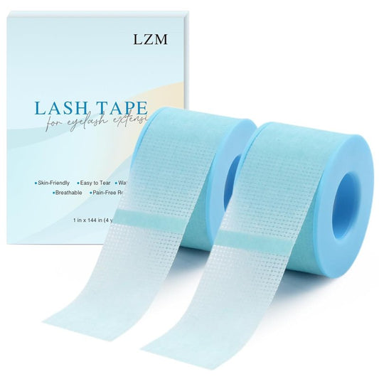 LZM Lash Tape for Eyelash Extensions - Silicone Gel, Latex-Free, Sensitive Skin | 1in x 4yd, 2 Rolls Blue