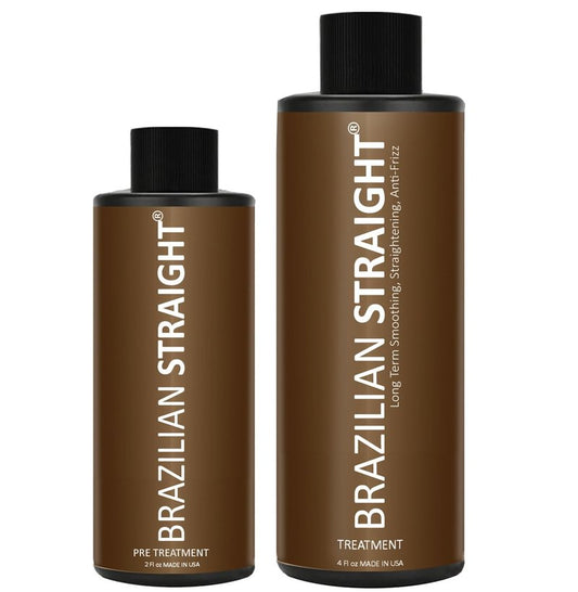 Brazilian Straight Keratin Hair Treatment - Formaldehyde-Free, Argan & Amino Acids | 2PC Set for All Hair Types
