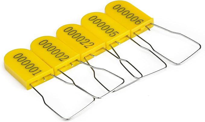 LeadSeals 500PCS Plastic Padlock Security Seals Metal Wire Padlocks Electric Meter Seal Disposable Anti-Tamper Lock Numbered Anti Tamper Tag Hasps Yellow
