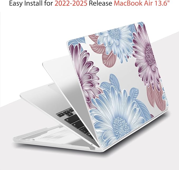 Teryeefi for MacBook Air M5 M4 M3 M2 13.6 inch Case 2026 2025 2024-2022,Fit Model A3449 A3240 A3113 A2681, Laptop Hard Shell Cases with Keyboard Cover & Screen Protector for MacBook Air 13, W-Flowers