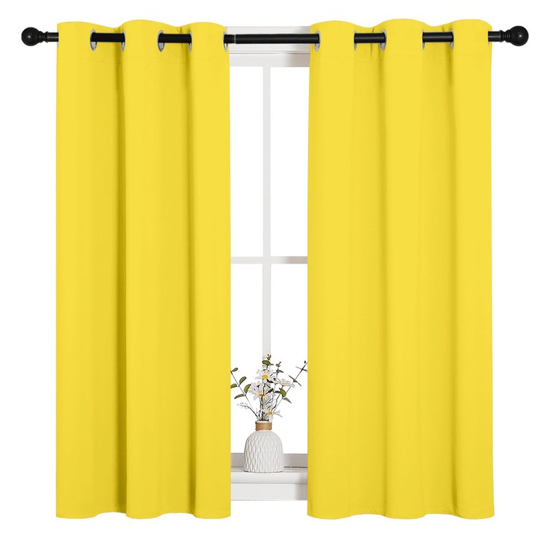 NICETOWN Bedroom Curtain Panels Draperies, Thermal Insulated Solid Grommet Curtains/Drapes (Bright Yellow, 1 Pair, 34 by 45-inch)