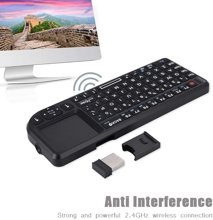 Serounder 2.4GHz Touchpad Keyboard,A8 Mini Rechargeable Ultra-Thin Mini USB Backlit Keyboard with IR Light for HTPC for /4 for 360 and ONE(QWERTY Keypad)
