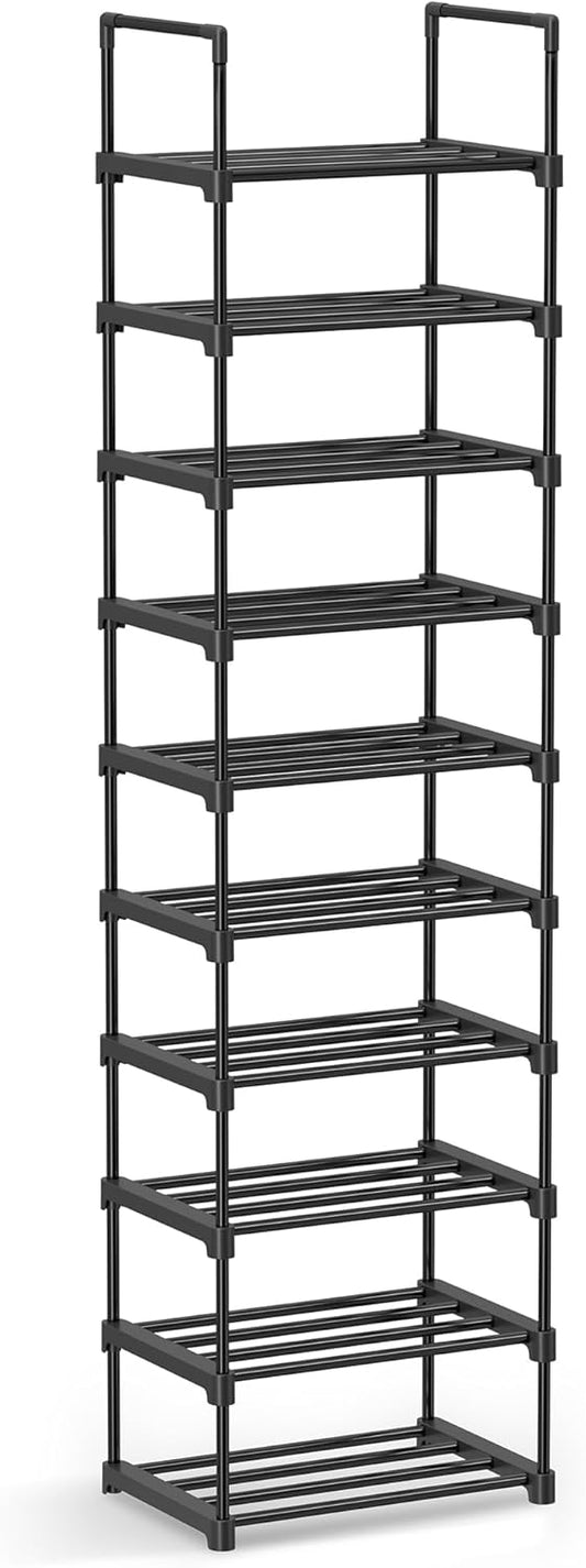 SONGMICS 10-Tier Shoe Rack - Versatile Metal Organizer for 11-22 Pairs | Black, 11.8 x 17.7 x 68.5 Inches