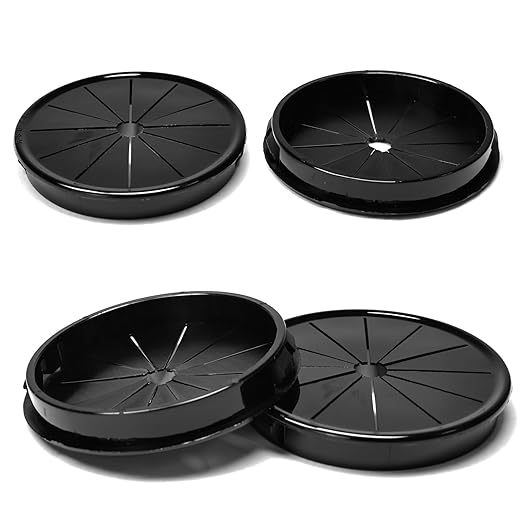 BOPOREAE 4 Pcs Cable Grommet, Snap Bushing 2-15/16" (75 mm) Mounting Diameter, Flexible Petal-Shaped Buckle Round Nylon Desk Grommet for Wires Through Countertop Cord Organizer and Protection, Black