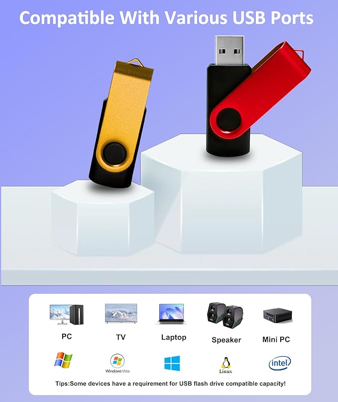 Nicepicten USB Thumb Drive 4GB USB Flash Drive 10 Pack Swivel Jump Zip Drive USB Memory Stick with 10PCS Lanyards - 4GB Colorful