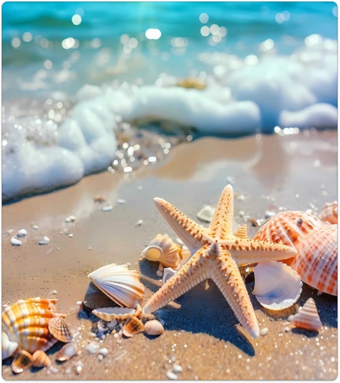 Dishwasher Magnet Cover Sea Beach Starfish Seashell Reusable Dishwasher Magnetic Cover Sticker Decorative Dish Washer Door Cover Panel for Home Kitcen Appliance, 21x26 in