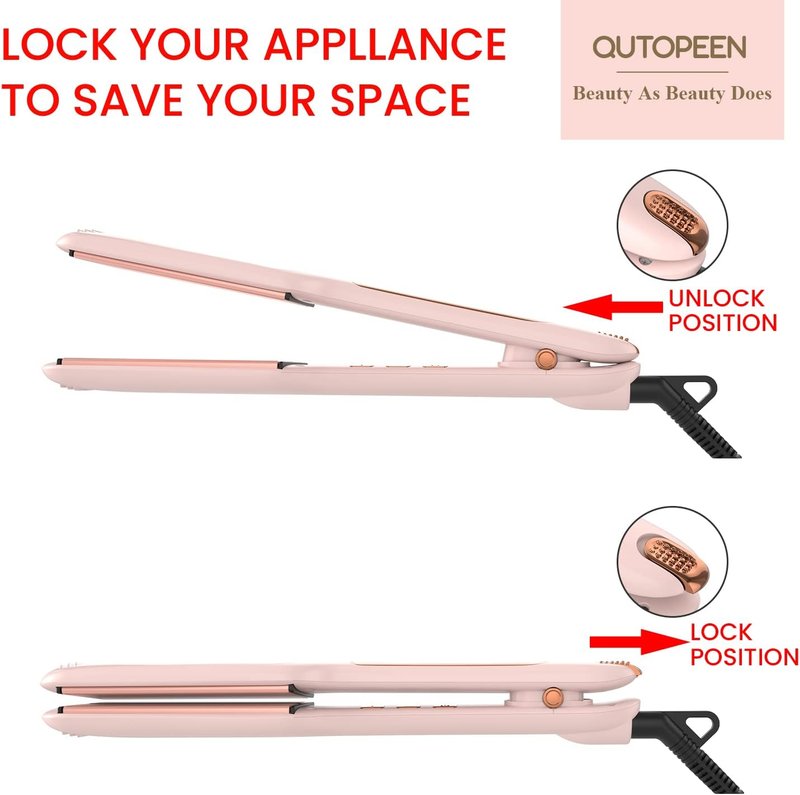 Professional Ceramic Tourmaline Hair Straightener - 2 Inch Infrared Flat Iron with Big Temp Display (140F-450F)