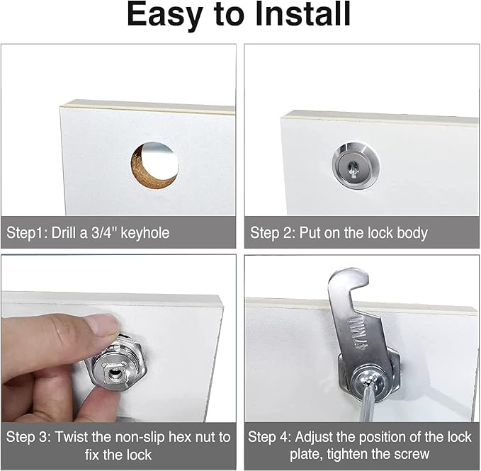 Sartatue Cabinet Cam Locks Keyed Alike, 1-1/8'' Fits on 7/8'' Max Door Thickness, Secure File Drawer Mailbox RV Storage Replacement Set, Zinc Alloy (1-1/8 Inch 2Pcs)