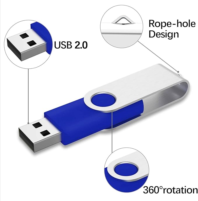 KEXIN Flash Drive 50 Pcs 32GB USB Flash Drive Thumb Drive USB 2.0 Swivel Jump Drive with LED Indicator - Blue