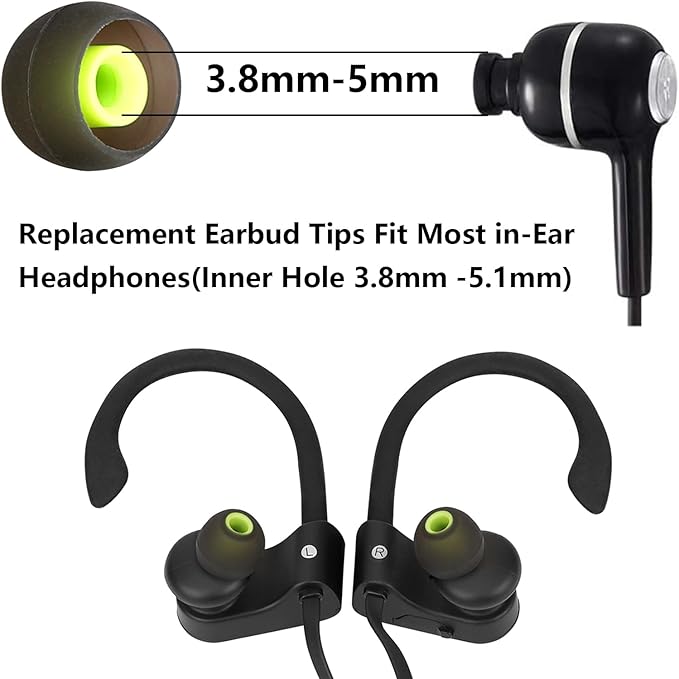 MMYQXI Silicone Replacement Earbud Tips Earbud Covers Ear Tips Fit for in-Ear Headphones (Inner Hole 3.8mm -5.1mm) Earbud Replacement Tips 9 Pairs