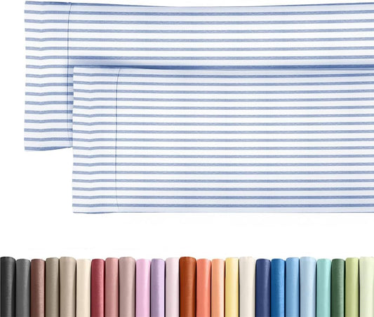 Skiennix Body Pillowcases Set of 2 | Soft, Wrinkle-Free 20x54 Pillow Covers for Side Sleepers - Blue Stripes