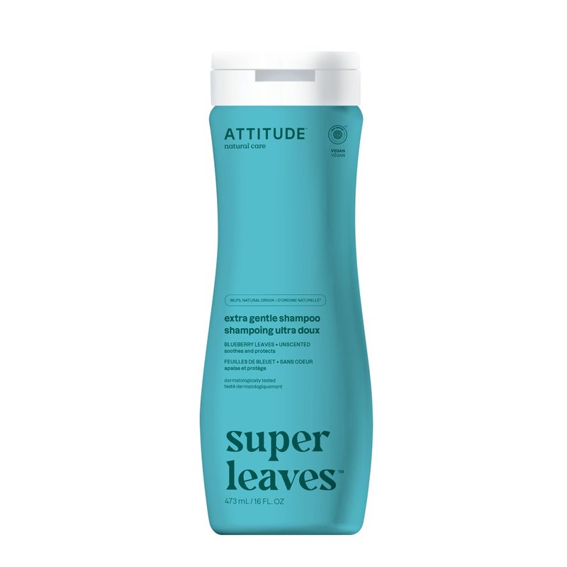ATTITUDE Extra Gentle Hair Shampoo, EWG Verified, Soothes Dry Scalp, Naturally Derived Ingredients, Vegan and Plant Based, Unscented, 16 Fl Oz