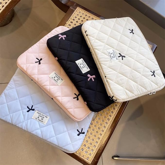 Attria Cute Bow Graphic Carrying Laptop Bag Y2K Preppy Laptop Sleeve Case Bag Kawaii Pad Computer Protect Case Pouch (11 inch,White)