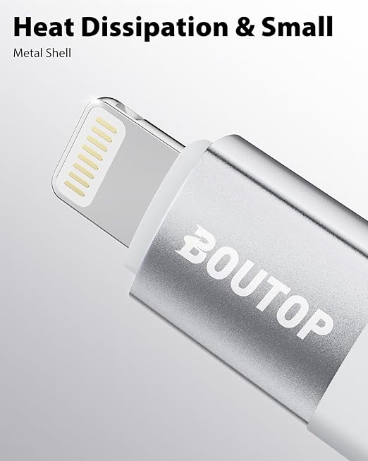 BOUTOP [MFi Certified] 36W USB C to Lightning Adapter, Support PD Fast Charging Compatible with iPhone iPad Airpods, with Anti-Lost Holder Silver -2 Pack