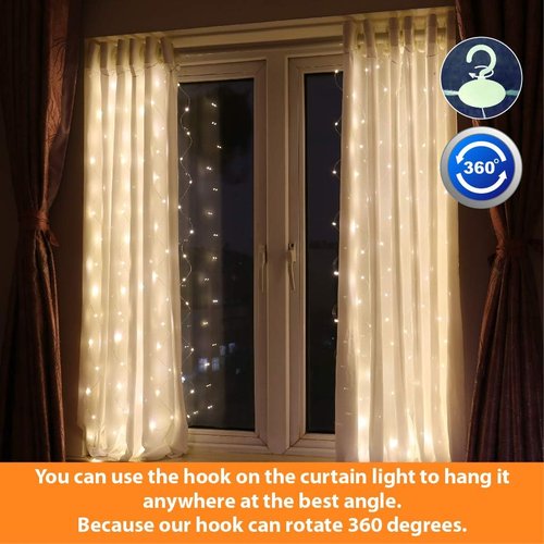 HXWEIYE Short Curtain Lights - 3.3x5Ft USB Plug Warm White Fairy Light with Timer & Clips for Indoor Décor