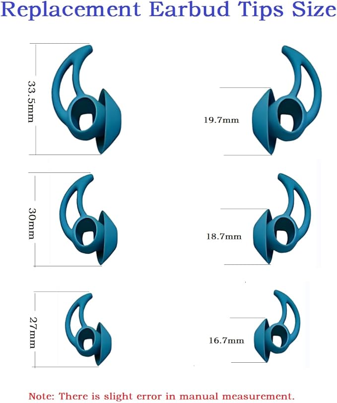 CYADCI Silicone Earbud Tips 3 Pairs SML Soft and Comfortable Noise Isolation Replacement Blue Ear Tips Compatible with Bose QuietComfort and Sport Earbuds