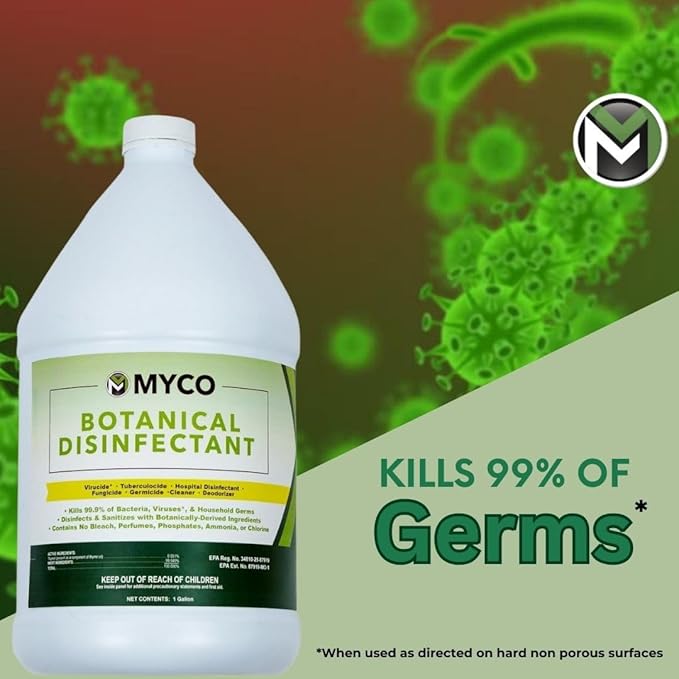Myco Botanical Disinfectant Cleaner â Natural Plant-Based Ready-to-Use EPA-Registered Disinfectant Spray for Mold, Mildew, Germs, Bacteria & Viruses â Safe for Home & Commercial Use, 1 Gallon