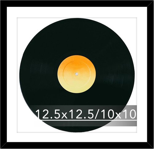 JCJMY Vinyl Record Frame - 12.5x12.5 with 10x10 Mat for Album Covers | Black Wall Display