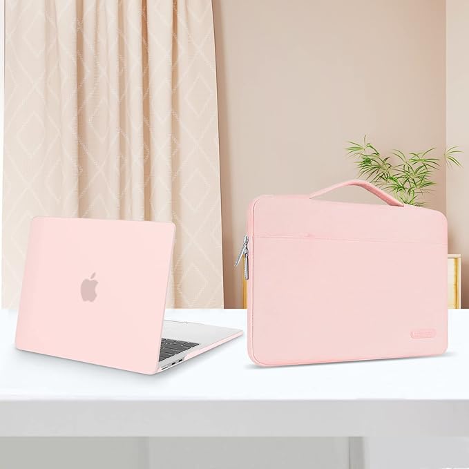 MOSISO Compatible with MacBook Air 13 inch Case M5 2026 M4 2025 M3 M2 2024-2022 A3449 A3240 A3113 A2681,Hard Shell&Sleeve Bag&Keyboard Skin&Webcam Cover&ScreenFilm for MacBook Air 13.6, Chalk Pink