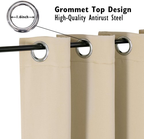 ChrisDowa Blackout Curtains - Thermal Insulated Room Darkening Panels, 108 Inches Long, Biscotti Beige (Set of 2)