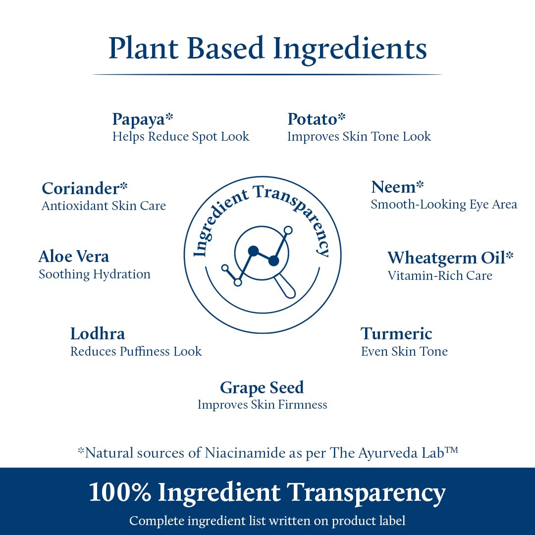 Blue Nectar Under Eye Cream for Women | Natural Niacinamide Eye Cream with Papaya & Potato | Lightweight Herbal Formula Enriched with Neem & Aloe Vera (18 Herbs, 0.53Oz)