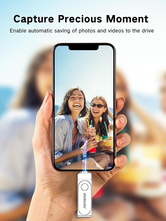 AUAMOZ 512GB Flash Drive Intended for iPhone, Memory Stick Storage Files Photos Videos Backup, Compatible with iPhone iPad Android PC, Plug and Play, No Application Required (Metal Silver)