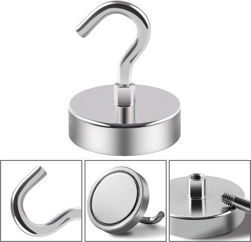 DIYMAG Magnetic Hooks - 170 Lb Heavy Duty Neodymium Magnets for Refrigerator | Strong Hanging Solution