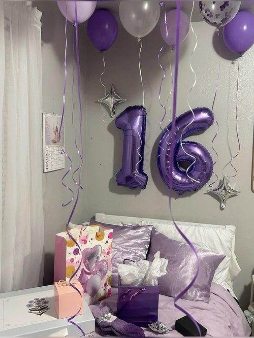 Balloon 15 Number - 40 Inch Purple Foil Balloon for 15th Birthday & Anniversary Celebrations