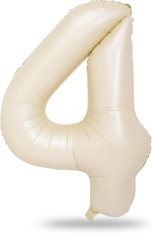 Skiennix 40-Inch Beige Foil Number Balloons Set | Self-Inflating 0-9 for Birthday & Anniversary Decor