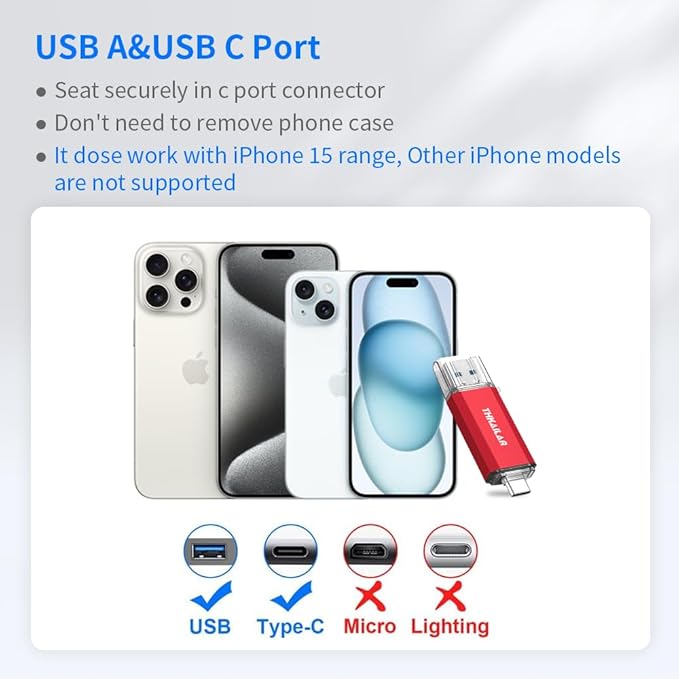 Thkailar 32GB 3 Pack FAT32 USB C Thumb Drive Compatible with iPhone 15 and Android Phone,Mac,Laptops,Tablets,PC