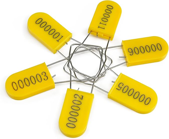 LeadSeals 500PCS Plastic Padlock Security Seals Metal Wire Padlocks Electric Meter Seal Disposable Anti-Tamper Lock Numbered Anti Tamper Tag Hasps Yellow