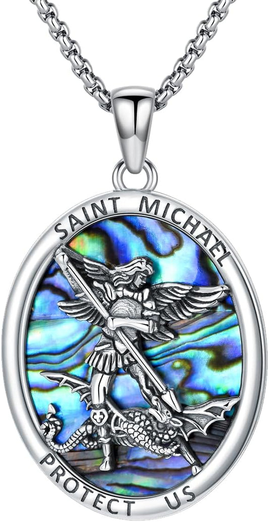 PROESS Saint Necklace - 925 Sterling Silver St. Michael, St. Benedict & St. Anthony Medals | 22"+2"/18"+2" Chain