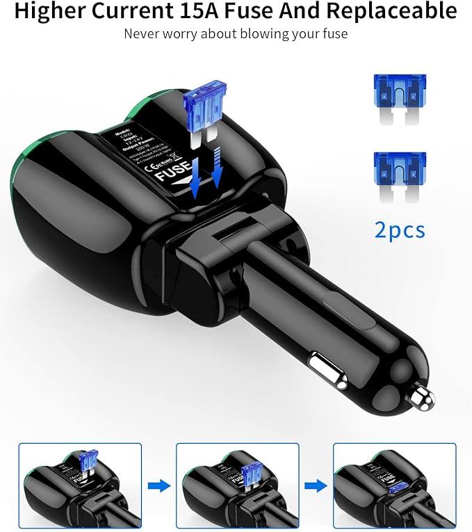 [2026 Upgraded] Cigarette Lighter Splitter, SUPERONE 180W 2-Socket Cigarette Lighter Adapter with Dual QC3.0 and 20W PD USB C Car Charger Splitter for GPS/Dash Cam/Laptop/iPad/iPhone 17/16/15/14/13/12
