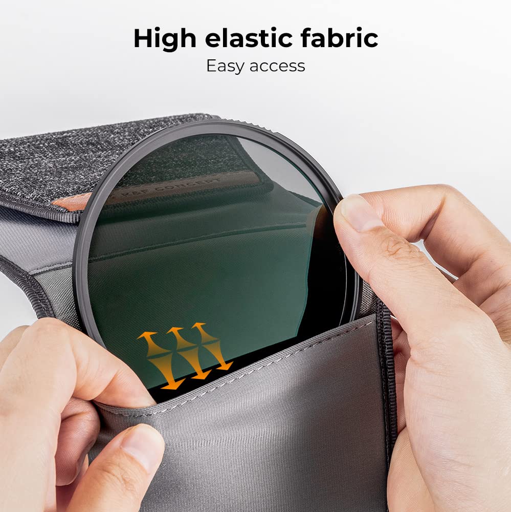 K&F CONCEPT Lens Filter Pouch, Lens Filter Case 3 Pocket Professional Photography Filter Holder Belt Bag Pouch Water-Resistant and Dustproof for Filter Up to 82mm
