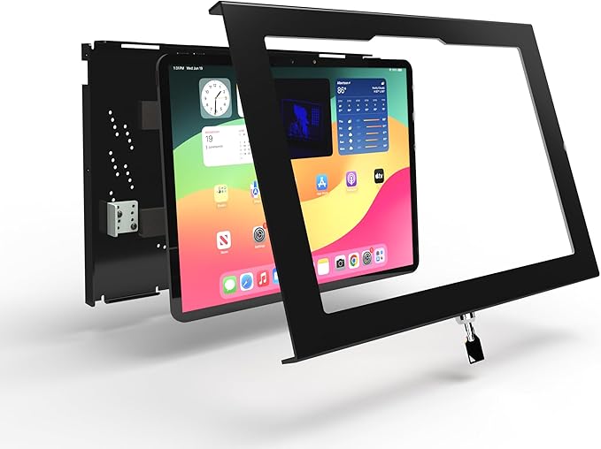 TABcare Locking Anti-Theft Metal Case for iPad Pro 13" 2024/2025 M4/M5 for Kiosk, POS, Store, Show Display, Time Clock (Black)