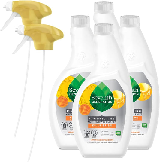 Seventh Generation Disinfecting Multi-Surface Cleaner - Lemongrass Citrus, 26 Oz | Pack of 4