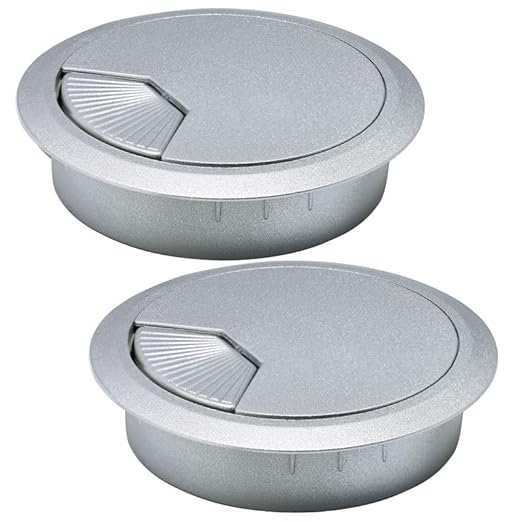 EASYEAH 2 Pcs Desk Grommet 3-1/8" / 80 mm, Desk Cord Hole Cover, Cable Grommet ABS Plastic, Desk Hole Grommet for Home & Office Pc, Detachable Adjustable Cable Cord Organizer-Silvery