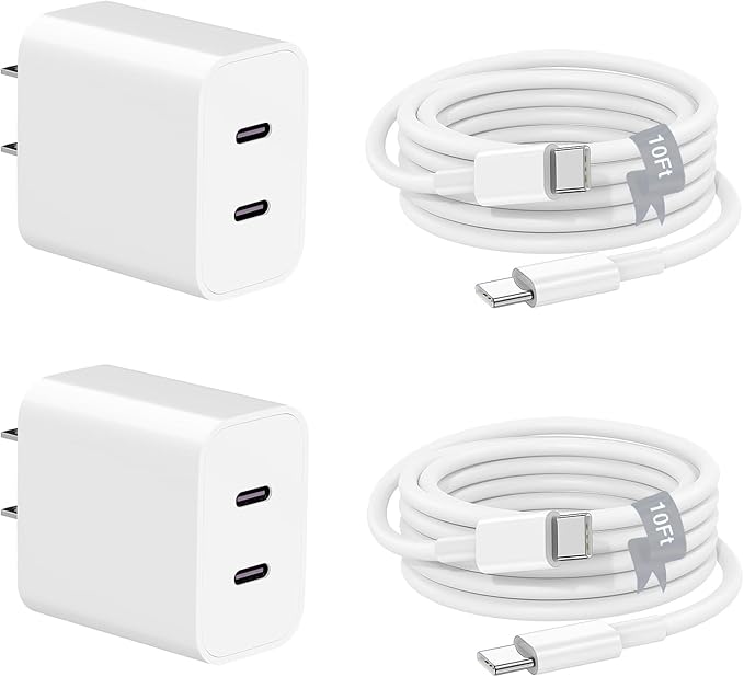 Charger for iPhone 17 16 15,Fast Dual Port USB C Charger Block,Double Type C Apple Wall Power Adapter Plug,10FT Quick USB C to C Charging Cable for iPhone 17/17 ProMax/17 Air/16 Pro/16e/15 Pro/15 Plus
