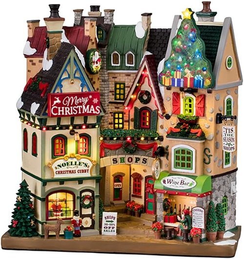 Lemax 15804 Christmas Village Facade - Tis The Season Shops Display | Festive Holiday Decor