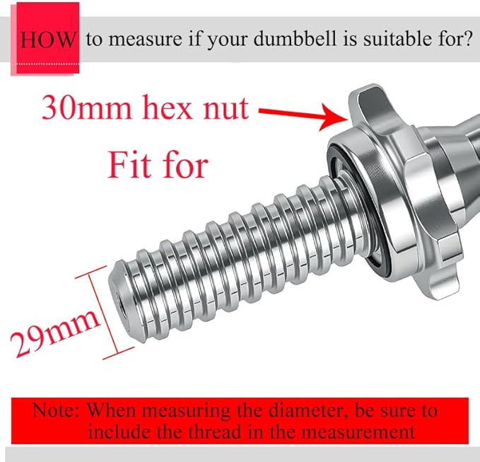 Lamoutor 2Pcs Anti-Slip Hex Nut Collar Screw for Barbell Dumbbell Weight Lifting 30mm